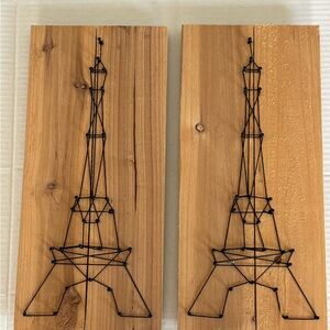 Set of 2 Wooden Eiffel Tower String Art Wall Decor